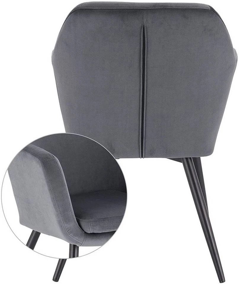 EUGAD Polsterstuhl (1 Stück), Küchenstuhl Samt Stuhl Sessel mit Armlehne, Metallbeine, für Esszimmer Wohnzimmer, Schwarz Dunkelgrau 23 EUGAD Polsterstuhl (1 Stück), Küchenstuhl Samt Stuhl Sessel mit Armlehne, Metallbeine, für Esszimmer Wohnzimmer, Schwarz Dunkelgrau – Bild 23