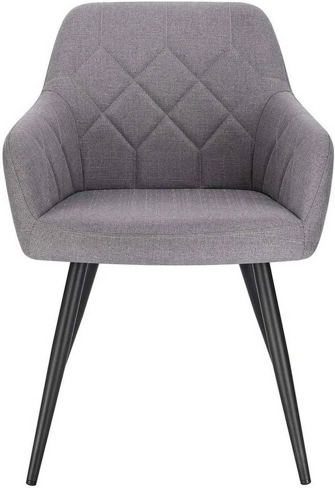 EUGAD Esszimmerstuhl (1 Stück), Wohnzimmerstuhl aus Leinen Polsterstuhl mit Armlehnen und Rückenlehne schwarze Gestell aus Metall Hellgrau Dunkelgrau 4 EUGAD Esszimmerstuhl (1 Stück), Wohnzimmerstuhl aus Leinen Polsterstuhl mit Armlehnen und Rückenlehne schwarze Gestell aus Metall Hellgrau Dunkelgrau – Bild 4