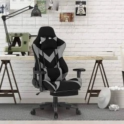 EUGAD Gaming Chair, Bürostuhl, Gaming Stuhl, Stoffbezug Rot Grau, Schwarz -Eugad Möbel Einkaufen 00c8b974 5fb6 5c65 8c72 c34e5322538e