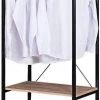 EUGAD Kleiderständer, Garderobenständer mit 2 Ablagen Holz Metall Schwarz-Hell Eiche Schwarz-Vintage, Weiß-Eiche