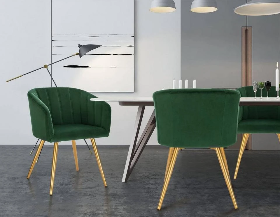 EUGAD Esszimmerstuhl (4 Stück), 4er-Set Esszimmerstuhl Polsterstuhl aus Samt Dunkelgrün Dunkelgrau, Dunkelgrün, Rosa, Schwarz 2 EUGAD Esszimmerstuhl (4 Stück), 4er-Set Esszimmerstuhl Polsterstuhl aus Samt Dunkelgrün Dunkelgrau, Dunkelgrün, Rosa, Schwarz – Bild 2