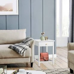 EUGAD Nachttisch, 2er-Set Nachtkommode Sofatisch Kaffeetisch Beistelltisch Nachtschrank für Wohnzimmer Schlafzimmer mit Schublade mit Ablage aus MDF Weiß -Eugad Möbel Einkaufen 02c2bd58 c6a7 5379 8682 c0c198e26a78