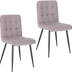 EUGAD Esszimmerstuhl (2 Stück), Küchenstuhl Polsterstuhl, mit Rückenlehne, Metallbeine, Sitzfläche aus Leinen, Dunkelgrau Dunkelgrau | Dunkelgrau, Hellgrau | Hellgrau -Eugad Möbel Einkaufen 03603dfe 74ef 49d7 b270 95ed20686685