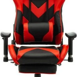 EUGAD Gaming Chair, Bürostuhl, Gaming Stuhl, Kunstleder, mit einstellbaren Armlehnen Rot Blau, Schwarz, Weiß