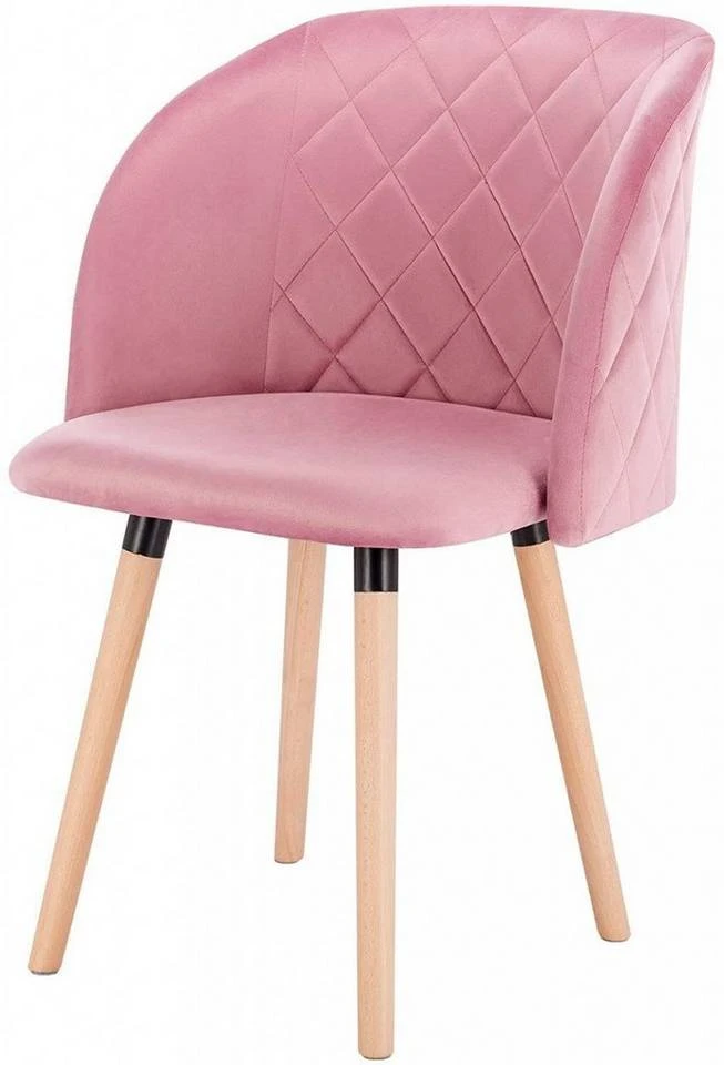EUGAD Esszimmerstuhl, Esszimmerstuhl Küchenstuhl aus Samt Massivholz Rosa Cremeweiß 1 EUGAD Esszimmerstuhl, Esszimmerstuhl Küchenstuhl aus Samt Massivholz Rosa Cremeweiß