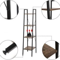 EUGAD Bücherregal, Standregal Badregal Bücherregal Küchenregal Schuhregal aus Holz und Stahl, mit 4 Ablagen, 34 x 35 x 148 cm Golden-Weißer Marmor, Schwarz Marmor, Vintage -Eugad Möbel Einkaufen 05ef59d2 b9b2 58b3 a1c4 82b8fcca45b4