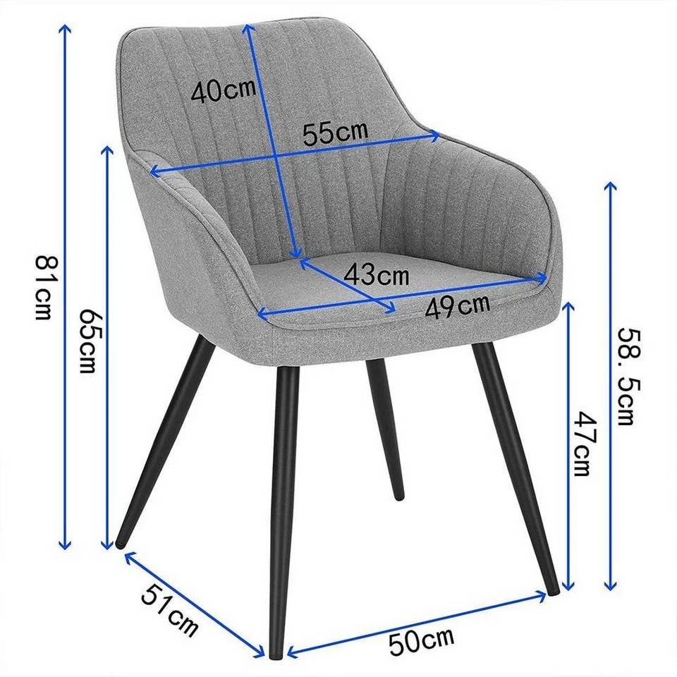 EUGAD Esszimmerstuhl (1 Stück), Küchenstuhl Wohnzimmerstuhl Sitzfläche aus Leinen Polsterstuhl mit Armlehne Metallbeine für Esszimmer Wohnzimmer Küche,Dunkelgrau Hellgrau 10 EUGAD Esszimmerstuhl (1 Stück), Küchenstuhl Wohnzimmerstuhl Sitzfläche aus Leinen Polsterstuhl mit Armlehne Metallbeine für Esszimmer Wohnzimmer Küche,Dunkelgrau Hellgrau – Bild 10