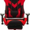 EUGAD Gaming Chair, Bürostuhl, Gaming Stuhl, Stoffbezug Rot Grau, Schwarz