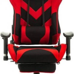 EUGAD Gaming Chair, Bürostuhl, Gaming Stuhl, Stoffbezug Rot Grau, Schwarz