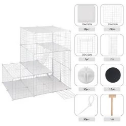 EUGAD Freigehege, Freigehege Kaninchen mit Stauraum Hasen Meerschweinchen Welpenauslauf Laufgitter mit Tür&Treppe DIY Schwarz 48 Platten (35x35cm/Platte) 110x 75 x 110 cm -Eugad Möbel Einkaufen 06bfa599 28c4 5c2d 9f62 8c0c6b7b574c