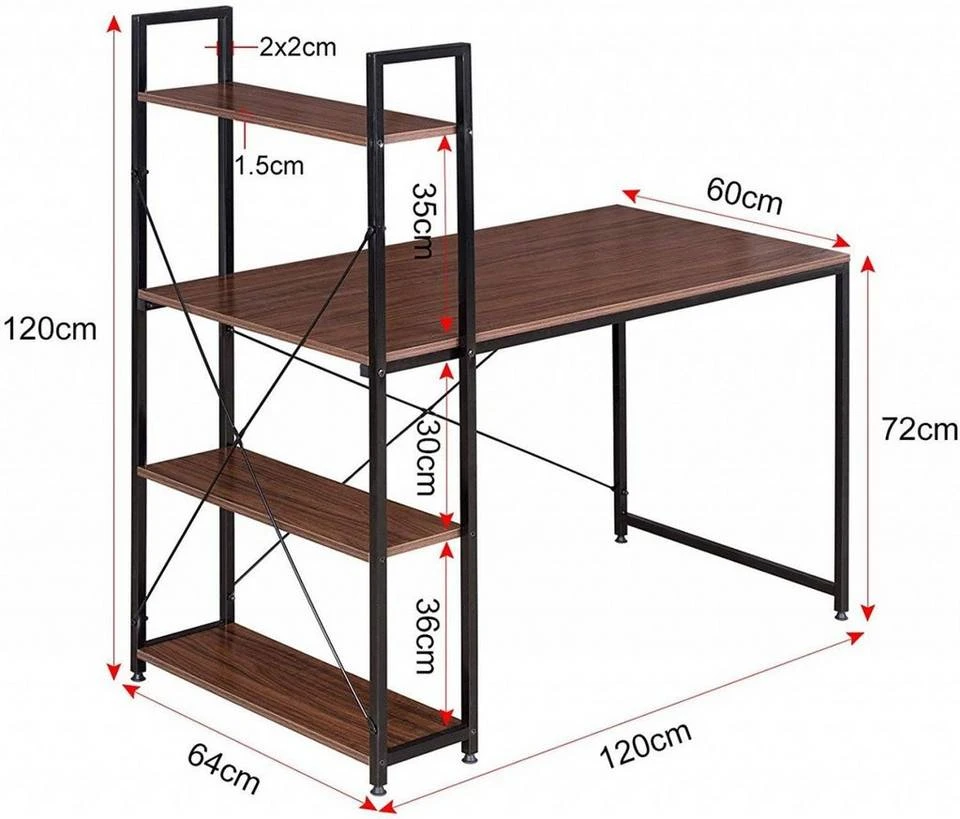EUGAD Schreibtisch, Bürotisch mit Ablage Holz Stahl 120x64x120cm (BxTxH) Hell Eiche+schwarz Dunkel Buche-Schwarz, Hell Eiche-Schwarz, Hell Eiche-Weiß 9 EUGAD Schreibtisch, Bürotisch mit Ablage Holz Stahl 120x64x120cm (BxTxH) Hell Eiche+schwarz Dunkel Buche-Schwarz, Hell Eiche-Schwarz, Hell Eiche-Weiß – Bild 9