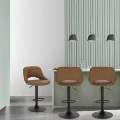 EUGAD Barhocker (2 St), 2er-Set 360° drehbar stufenlos höhenverstellbar mit Rückenlehne aus Kunstleder und Stahl Dunkelbraun Anthrazit, Grau -Eugad Möbel Einkaufen 09c24f30 6f3d 5991 b95d 5eeba4bada29