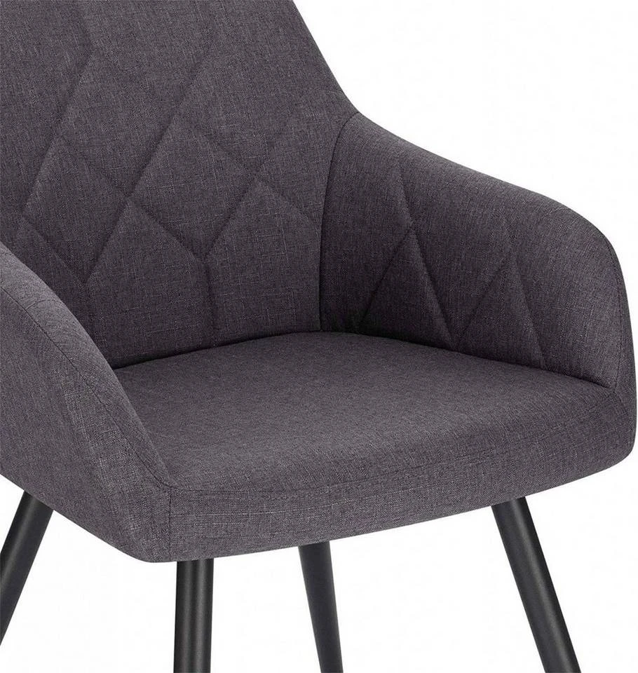 EUGAD Esszimmerstuhl, Polsterstuhl Leinen,mit Armlehnen Metallbeinen Dunkelgrau, Hellgrau 11 EUGAD Esszimmerstuhl, Polsterstuhl Leinen,mit Armlehnen Metallbeinen Dunkelgrau, Hellgrau – Bild 11