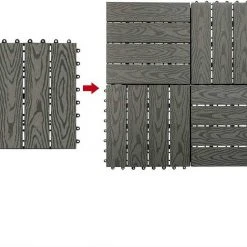 EUGAD WPC-Fliesen, WPC Fliesen Klickfliesen in Holzoptik 11 Stücke für 1m² Grau Anthrazit, Braun, Coffee, Hellgrau -Eugad Möbel Einkaufen 0b6608a8 3556 5580 a0a3 f315c1b678b2