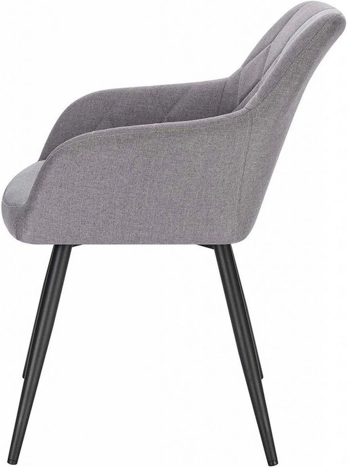 EUGAD Esszimmerstuhl, Polsterstuhl Leinen,mit Armlehnen Metallbeinen Dunkelgrau, Hellgrau 4 EUGAD Esszimmerstuhl, Polsterstuhl Leinen,mit Armlehnen Metallbeinen Dunkelgrau, Hellgrau – Bild 4