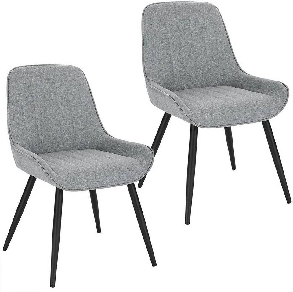 EUGAD Polsterstuhl (2 Stück), Esszimmerstühle aus Leinen mit stabilen Metallbeinen, mit Rückenlehne und gepolsterter Sitzfläche Dunkelgrau, Hellgrau 7 EUGAD Polsterstuhl (2 Stück), Esszimmerstühle aus Leinen mit stabilen Metallbeinen, mit Rückenlehne und gepolsterter Sitzfläche Dunkelgrau, Hellgrau – Bild 7