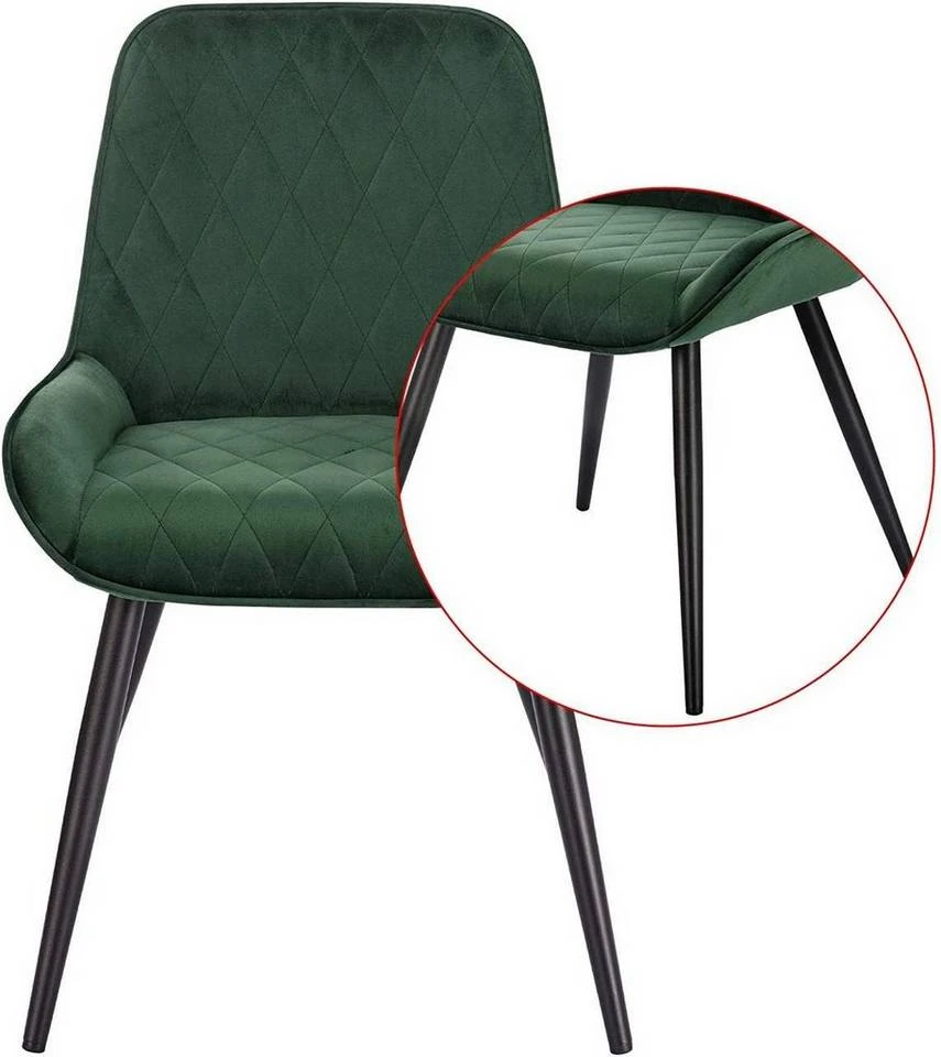 EUGAD Esszimmerstuhl (2 Stück), Polsterstuhl Küchenstuhl Wohnzimmerstuhl mit Rückenlehne, Sitzfläche aus Samt, Retrostuhl mit Metallbeine für Esszimmer Wohnzimmer, Schwarz Dunkelgrau, Dunkelgrün 12 EUGAD Esszimmerstuhl (2 Stück), Polsterstuhl Küchenstuhl Wohnzimmerstuhl mit Rückenlehne, Sitzfläche aus Samt, Retrostuhl mit Metallbeine für Esszimmer Wohnzimmer, Schwarz Dunkelgrau, Dunkelgrün – Bild 12