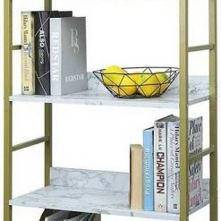 EUGAD Bücherregal, 1-tlg., Standregal, Küchenregal, 5 offenen Regalebenen, MDF, Metall, Schwarz Marmor Golden-Wei&szlig;er Marmor, Vintage -Eugad Möbel Einkaufen 0cfe1502 7efe 54a2 b886 98478f6d498b