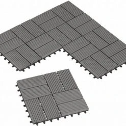 EUGAD WPC-Fliesen, 11 Stück WPC Terrassenfliesen Klickfliesen 30x30cm Hellgrau Anthrazit, Coffee, Dunkelgrau