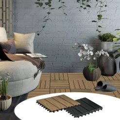 EUGAD WPC-Fliesen, 22er-Set WPC Balkonfliesen 3D Holzstruktur für 2m² Hellbraun -Eugad Möbel Einkaufen 116202d6 576c 558f 9f64 d38aa2b783da