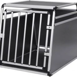 Eugad Möbel Einkaufen 27 EUGAD Tiertransportbox, Hundetransportbox Alu Hundebox Reisebox Autobox für Husky Samojede Weimaraner Labrador Golden Retriever 90 x 65 x 69 cm XXL Schwarz Grau