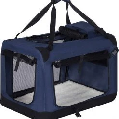 EUGAD Tiertransporttasche, Hundebox faltbar Hundetransportbox Blau
