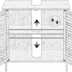 EUGAD Waschbeckenunterschrank (1-St) Unterschrank Badezimmerschrank Waschtisch Badschrank mit 2 Türen 60x30x60cm Bambus -Eugad Möbel Einkaufen 124fc055 93e4 5951 91aa 0451a7f113a6