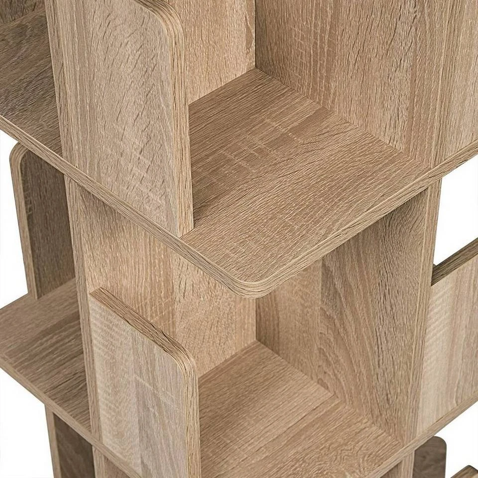 EUGAD Bücherregal, Raumteiler Standregal 360° frei drehbar, mit 4 Ebenen, MDF, Natur 6 EUGAD Bücherregal, Raumteiler Standregal 360° frei drehbar, mit 4 Ebenen, MDF, Natur – Bild 6