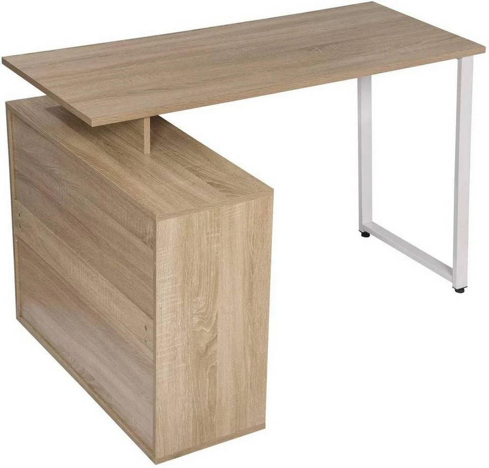 EUGAD Schreibtisch, mit Ablagen Holz 116x75x80cm Dunkelbuche Helleiche, Weiß 12 EUGAD Schreibtisch, mit Ablagen Holz 116x75x80cm Dunkelbuche Helleiche, Weiß – Bild 12