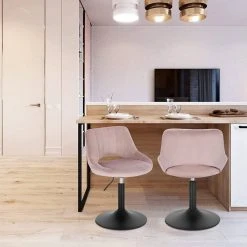 EUGAD Barhocker (4 St), Barstuhl Barsessel Sessel Loungesessel höhenverstellbar Clubsessel Cocktailsessel Drehsessel Samt Sitzhöhe 40–55 cm Schwarz Dunkelgrau, Rosa -Eugad Möbel Einkaufen 1432daea 2f0b 4530 b758 e2f45fdd0986