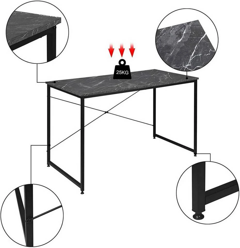 EUGAD Schreibtisch, mit Bücherregal 120x60x70 cm Schwarz Marmor Holz Vintage 8 EUGAD Schreibtisch, mit Bücherregal 120x60x70 cm Schwarz Marmor Holz Vintage – Bild 8