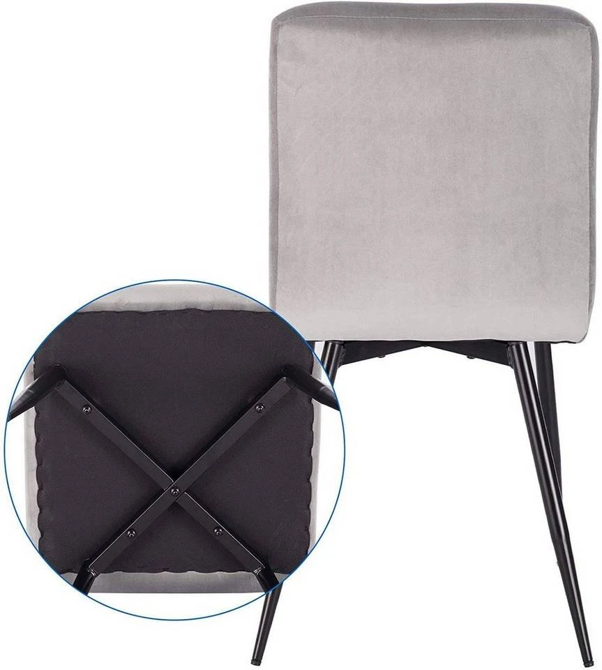 EUGAD Esszimmerstuhl (4 Stück), Polsterstuhl Wohnzimmerstuhl Samtstuhl Sessel mit Rückenlehne, Metallbeine, Sitzfläche aus Samt, Blau Creme, Dunkelgrau, Hellgrau, Rosa 12 EUGAD Esszimmerstuhl (4 Stück), Polsterstuhl Wohnzimmerstuhl Samtstuhl Sessel mit Rückenlehne, Metallbeine, Sitzfläche aus Samt, Blau Creme, Dunkelgrau, Hellgrau, Rosa – Bild 12