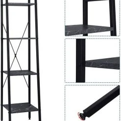 EUGAD Bücherregal, Standregal Badregal Bücherregal Küchenregal Schuhregal aus Holz und Stahl, mit 4 Ablagen, 34 x 35 x 148 cm Golden-Weißer Marmor, Schwarz Marmor, Vintage -Eugad Möbel Einkaufen 16d4f595 0e5a 583e a51b 33248015c341