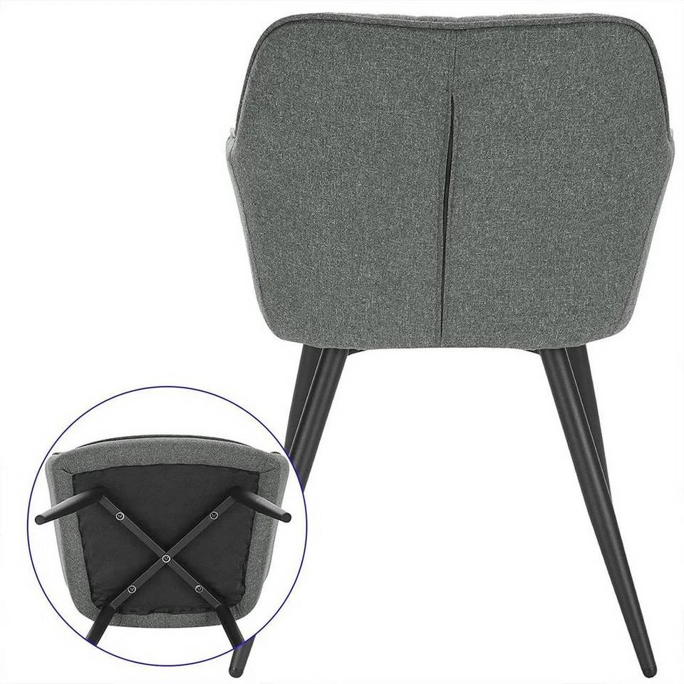 EUGAD Esszimmerstuhl (1 Stück), Küchenstuhl Wohnzimmerstuhl Sitzfläche aus Leinen Polsterstuhl mit Armlehne Metallbeine für Esszimmer Wohnzimmer Küche,Dunkelgrau Hellgrau 6 EUGAD Esszimmerstuhl (1 Stück), Küchenstuhl Wohnzimmerstuhl Sitzfläche aus Leinen Polsterstuhl mit Armlehne Metallbeine für Esszimmer Wohnzimmer Küche,Dunkelgrau Hellgrau – Bild 6