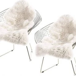 Teppich, EUGAD, 2er-Set Öko Lammfell echtes Longhair Fell XL (100-104)x65cm Weiß