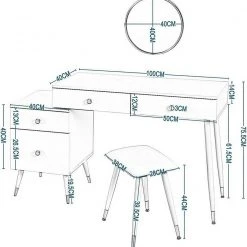 EUGAD Schminktisch (1-St), Schminktisch mit Hocker und Spiegel, Frisiertisch mit 4 Schubladen und Kosmetiktisch Frisierkommode für Schlafzimmer, Weiß Gold 11 EUGAD Schminktisch (1-St), Schminktisch mit Hocker und Spiegel, Frisiertisch mit 4 Schubladen und Kosmetiktisch Frisierkommode für Schlafzimmer, Weiß Gold -Eugad Möbel Einkaufen 18cba373 3850 51ca 9242 e707a8207497