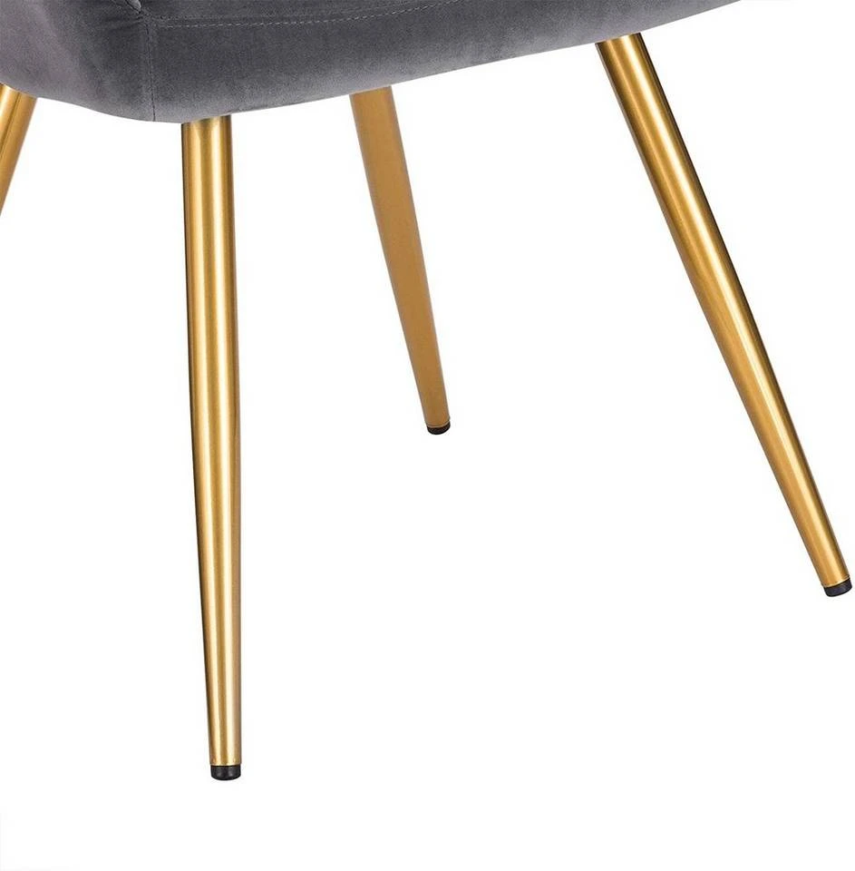 EUGAD Esszimmerstuhl (1 Stück), Wohnzimmerstuhl aus Samt Polsterstuhl mit Armlehnen und Rückenlehne, Gestell aus Metall mit goldenen Beine Dunkelgrau Schwarz 6 EUGAD Esszimmerstuhl (1 Stück), Wohnzimmerstuhl aus Samt Polsterstuhl mit Armlehnen und Rückenlehne, Gestell aus Metall mit goldenen Beine Dunkelgrau Schwarz – Bild 6