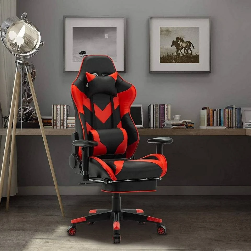 EUGAD Gaming Chair, Bürostuhl, Gaming Stuhl, Kunstleder, mit einstellbaren Armlehnen Rot Blau, Schwarz, Weiß 4 EUGAD Gaming Chair, Bürostuhl, Gaming Stuhl, Kunstleder, mit einstellbaren Armlehnen Rot Blau, Schwarz, Weiß – Bild 4