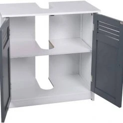 EUGAD Waschbeckenunterschrank Unterschrank Badezimmerschrank Waschtisch Badschrank mit 2 Türen 60x30x60cm aus MDF Weiß+Natur Weiß+Grau, Weiß+Natur -Eugad Möbel Einkaufen 1ba78b07 a20a 58c8 a977 cad6b47f739b