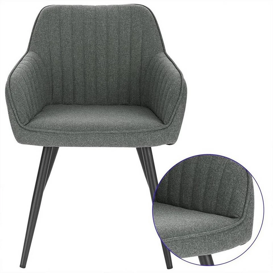 EUGAD Esszimmerstuhl, Küchenstuhl aus Leinen mit Armlehne Dunkelgrau, Hellgrau 7 EUGAD Esszimmerstuhl, Küchenstuhl aus Leinen mit Armlehne Dunkelgrau, Hellgrau – Bild 7