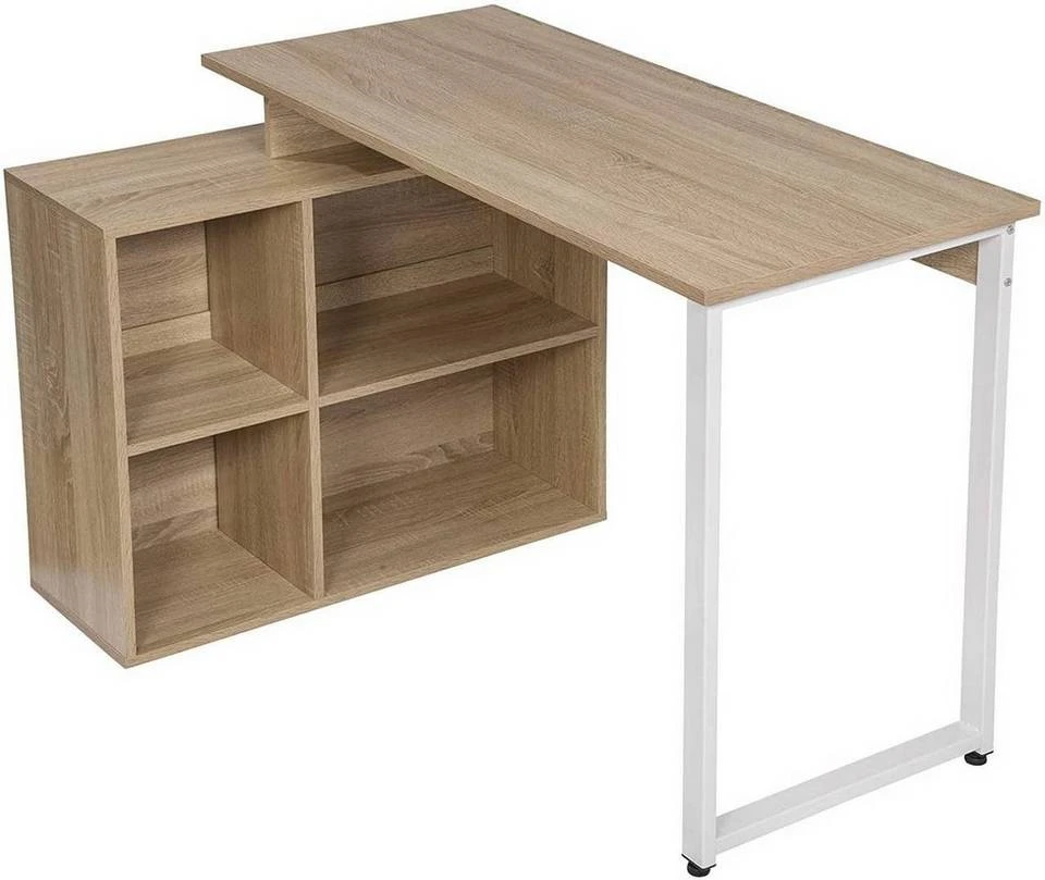 EUGAD Schreibtisch, mit Ablagen Holz 116x75x80cm Dunkelbuche Helleiche, Weiß 8 EUGAD Schreibtisch, mit Ablagen Holz 116x75x80cm Dunkelbuche Helleiche, Weiß – Bild 8