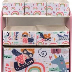 EUGAD Bücherregal, Kinder Aufbewahrungsregal Spielzeugregal Bücherregal Spielzeugkiste Kinderkommode Kindermöbel 3 Schichten mit 6 Kisten aus MDF Rosa -Eugad Möbel Einkaufen 1e5559f8 f6df 524f 959b d8a73776cfbf