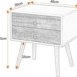 EUGAD Nachttisch, Beistelltisch mit 2 Schubladen Nachtkommode Nachtschrank Holzbeine MDF 46x35x50cm Weiß Grau, Weiß -Eugad Möbel Einkaufen 1f5e68c1 6044 5daa 979d e52f76dcd309