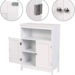 EUGAD Badkommode, Badschrank Beistellschrank, mit Doppeltür, 3 Fächern, MDF, Weiß -Eugad Möbel Einkaufen 1f7b621a 0be5 52b9 844d cab140534a8f