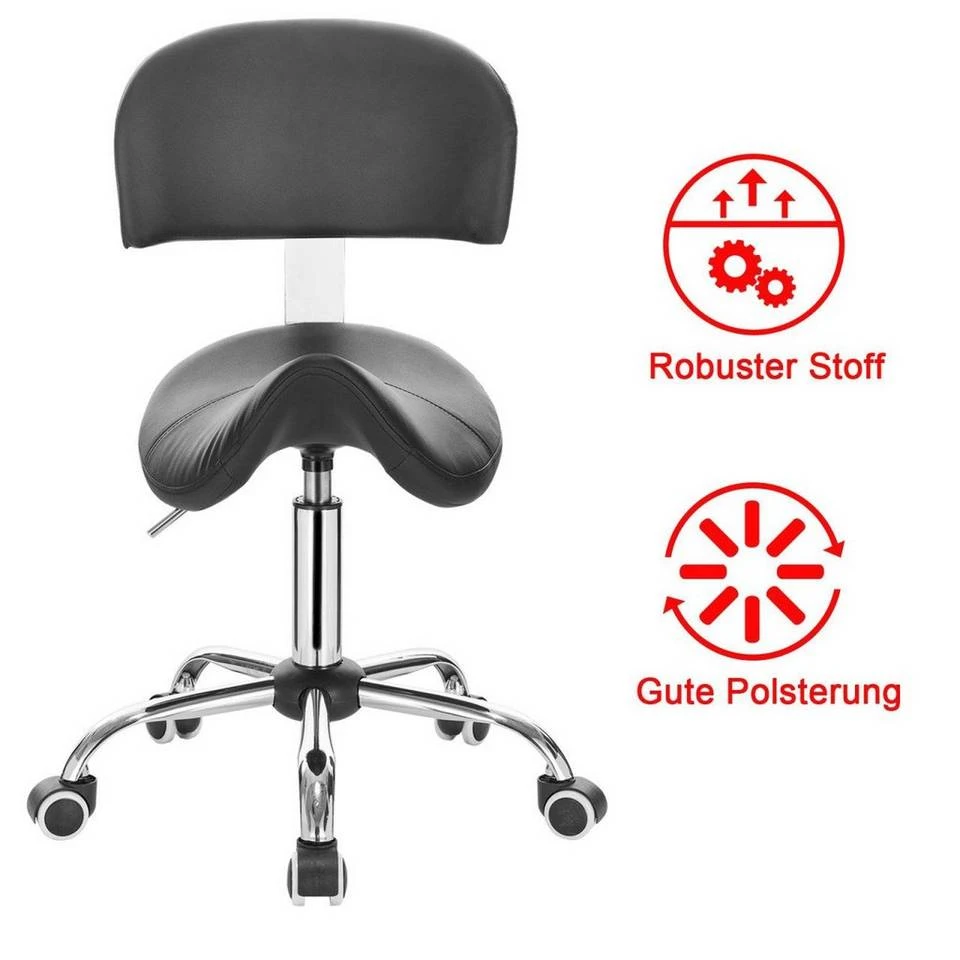 EUGAD Arbeitshocker (1er-Set), Sattelhocker mit Rückenlehne gepolstert höhenverstellbar aus Kunstleder Schwarz Grau, Weiß 5 EUGAD Arbeitshocker (1er-Set), Sattelhocker mit Rückenlehne gepolstert höhenverstellbar aus Kunstleder Schwarz Grau, Weiß – Bild 5