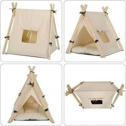 EUGAD Tierhaus, Tipi Hundezelt Katzenzelt 45x55x45cm Kätzchen Chihuahua Havaneser Kaninchen mit Kissen abnehmbar waschbar faltbar Weiß -Eugad Möbel Einkaufen 220050b5 b90e 4987 8b19 3d18f08eee5e