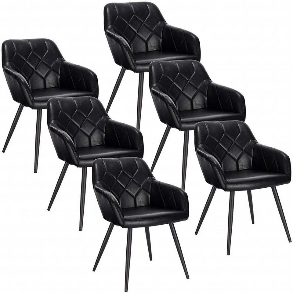 EUGAD Esszimmerstuhl, 6er-Set Esszimmerstuhl aus Kunstleder Metallbeine Schwarz Dunkelbraun 1 EUGAD Esszimmerstuhl, 6er-Set Esszimmerstuhl aus Kunstleder Metallbeine Schwarz Dunkelbraun