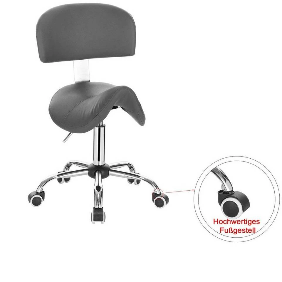 EUGAD Arbeitshocker (1er-Set), Sattelhocker mit Rückenlehne gepolstert höhenverstellbar aus Kunstleder Schwarz Grau, Weiß 14 EUGAD Arbeitshocker (1er-Set), Sattelhocker mit Rückenlehne gepolstert höhenverstellbar aus Kunstleder Schwarz Grau, Weiß – Bild 14