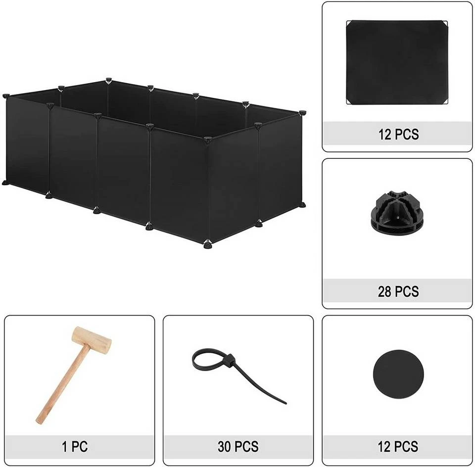 EUGAD Freigehege, Freigehege für Kaninchen Hasen Meerschweinchen Welpenauslauf DIY, 12 Platten 145 x 75 x 46 cm Grau, Schwarz, Transparent, Weiß 5 EUGAD Freigehege, Freigehege für Kaninchen Hasen Meerschweinchen Welpenauslauf DIY, 12 Platten 145 x 75 x 46 cm Grau, Schwarz, Transparent, Weiß – Bild 5