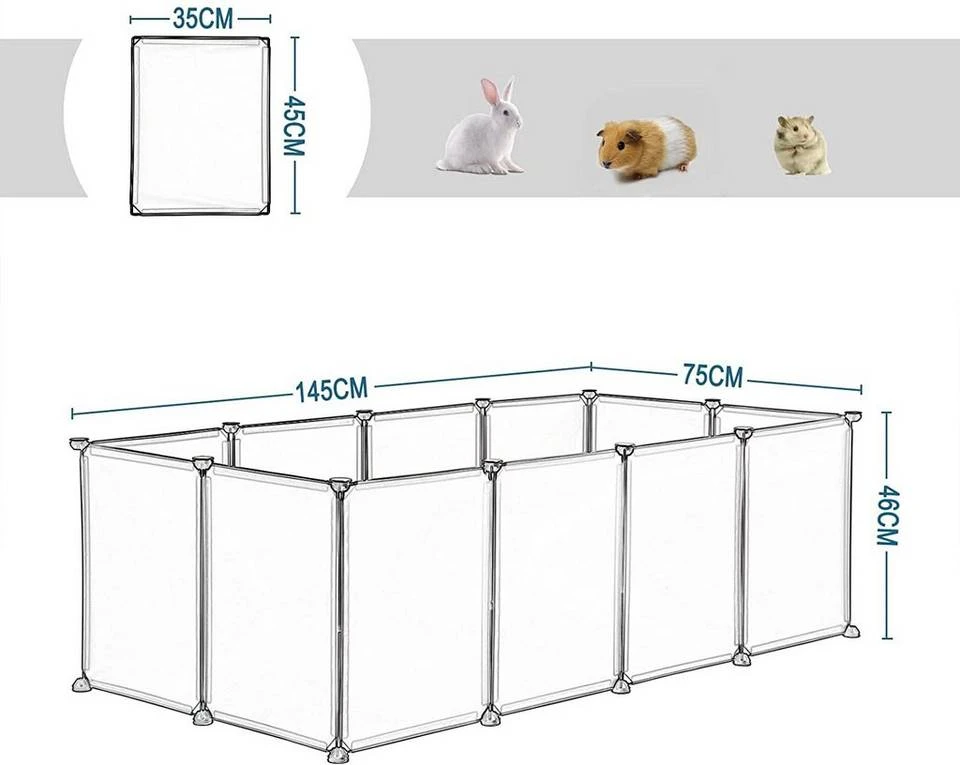 EUGAD Freigehege, Freigehege für Kaninchen Hasen Meerschweinchen Welpenauslauf DIY, 12 Platten 145 x 75 x 46 cm Grau, Schwarz, Transparent, Weiß 20 EUGAD Freigehege, Freigehege für Kaninchen Hasen Meerschweinchen Welpenauslauf DIY, 12 Platten 145 x 75 x 46 cm Grau, Schwarz, Transparent, Weiß – Bild 20